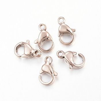 Ion Plating(IP) 304 Stainless Steel Lobster Claw Clasps, Parrot Trigger Clasps, Rose Gold, 13x8x4mm, Hole: 1.5mm
