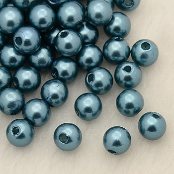 Imitation Pearl Acrylic Beads, Dyed, Round, Cadet Blue, 12x11.5mm, Hole: 2.7mm, about 480~530pcs/pound
