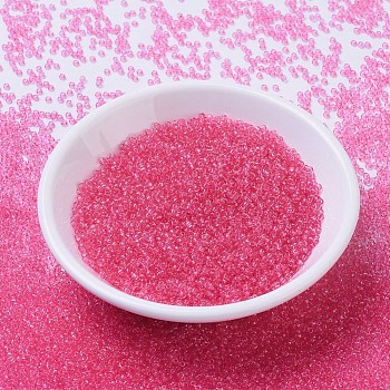 MIYUKI Round Rocailles Beads, Japanese Seed Beads, (RR1318) Dyed Transparent Camellia, 11/0, 2x1.3mm, Hole: 0.8mm, about 5500pcs/50g