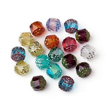 Electroplated Czech Glass Beads, Retro Style, Faceted, Oval, Mixed Color, 8x8mm, Hole: 1.2mm