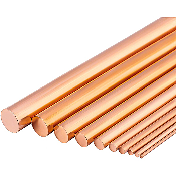 10Pcs 10 Style Pure Copper Sticks Rods, Column, Red Copper, 10x0.1~0.8cm, 1pc/style