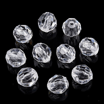 Transparent AS Plastic Beads, Faceted, Round, Clear, 8mm, Hole: 1.6mm, about 2300pcs/500g