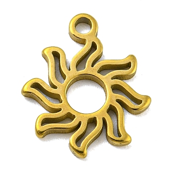 Laser Cut 304 Stainless Steel Charms, Sun Charms, Golden, 11x10x1mm, Hole: 1.2mm