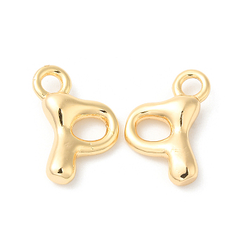 Brass Charms, Real 18K Gold Plated, Letter P, 14x10x3mm, hole: 2.5mm