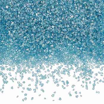 Transparent Electroplate Crushed Glass Craft, AB Color Plated, Irregular Glass Chips, for Nail Arts DIY Vase Filler, Teal, 1~4x1~4x1~4mm, 200g/box