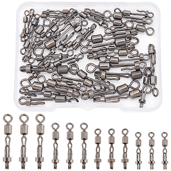 SUPERFINDINGS 40Pcs 4 Style Brass Fishing Quick Change Clip, High Strength Fishing Snap, Fishing Accessories, Gunmetal, 16~28.5x3~5x2~4mm, Hole: 1.2~3.5mm 10pcs/style