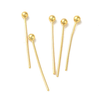 304 Stainless Steel Ball Head Pins, Real 18K Gold Plated, 18x0.5mm, Head: 2mm