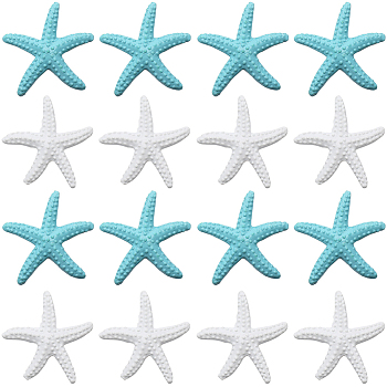 20Pcs 2 Colors Opaque Resin Cabochons, Starfish, Mixed Color, 41x44x7mm, 10pcs/color