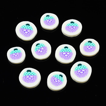 Handmade Polymer Clay Cabochons, Flat Round, White, 8.5~11.5x2mm, about 4400pcs/1000g