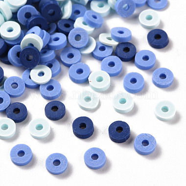 Medium Slate Blue Flat Round Polymer Clay Beads