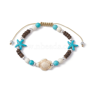Floral White Starfish Synthetic Turquoise Bracelets