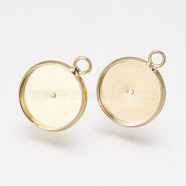 Real 24K Gold Plated Flat Round Brass Earring Settings