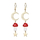 4 Pairs 4 Colors Mushroom Lampwork Dangle Earrings(EJEW-TA00306)-4