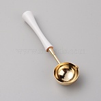 Brass Handle Wax Sealing Stamp Melting Spoon, with Schima Wood Handle, for Wax Seal Stamp Melting Spoon Wedding Invitations Making, White, 11.4x2.95x1.35cm(TOOL-WH0133-53A)