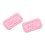 Opaque Resin Decoden Cabochons, Imitation Food, Cookie, Pearl Pink, 20x34x3mm(CRES-N022-138B)