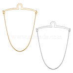 2Pcs 2 Colors Brass Button Attachment Tie Clips, Iron Tie Chains for Men, Platinum & Golden, 87x62x5mm, 1pc/color(AJEW-HS0001-13A)