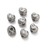 304 Stainless Steel Beads, Heart, Stainless Steel Color, 3.5x4x4.5mm, Hole: 1.5mm(STAS-D204-56P)