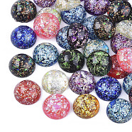 Resin Cabochons, with Gold Foil/Silver Foil, Half Round/Dome, Mixed Color, 12x5.5mm(X-CRES-T016-001C)