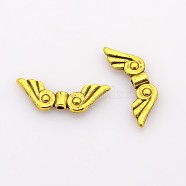 Tibetan Style Alloy Beads, Angel Wings, Lead Free & Cadmium Free, Antique Golden, 21x7.5mm(X-TIBEB-1000-AG-LF)