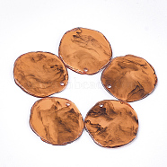 Resin Pendants, Imitation Gemstone, Flat Round, Sandy Brown, 40x38~39x2.5mm, Hole: 3mm(X-RESI-S374-12F)
