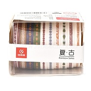 DIY Scrapbook Decorative Paper Tapes, Adhesive Tapes, Gift Wrapping Tape, for DIY Scrapbooking Supplie Gift Decoration, Mixed Color, 0.5cm, about 2m/roll, 10rolls/box(DIY-M015-02E)