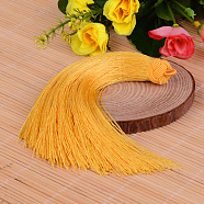 Beautiful Design Nylon Tassel Pendant Decorations, Gold, 160x18mm, Hole: 4mm(X-NWIR-I007-15)