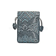 Chinese Style Cloth Landscape Print Bags, Drawstring Pouches for Jewelry Storage, Rectangle, Dark Slate Gray, 15x10cm(PW-WG48942-11)