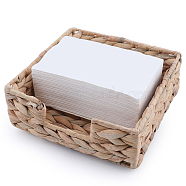 Raffia Woven Tissue Box, Storage Baskets, Square, BurlyWood, 190x190x67mm(AJEW-WH20011-01)