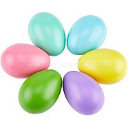 6Pcs 6 Colors Blank Wood Simulation Eggs, for DIY Painting Easter Egg Craft, Mixed Color, 6x4.25cm, 1pc/color(DIY-FH0005-09)