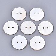 2-Hole Freshwater Shell Buttons, Flat Round, Seashell Color, 20x2mm, Hole: 1.8mm(SHEL-S276-136C-01)