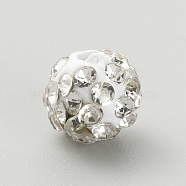 Rhinestone Pave Disco Ball Beads, Polymer Clay Rhinestone Beads, Round, Crystal, 8mm, Hole: 1.8mm(RB-TAC0002-02B-01)