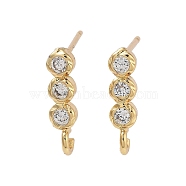 Brass Micro Pave Cubic Zirconia Studs Earring Findings, Long-Lasting Plated, Lead Free & Cadmium Free, Round, Real 18K Gold Plated, 14x3.5mm, Hole: 1.5mm, Pin: 11.5x0.7mm(KK-K364-08G)