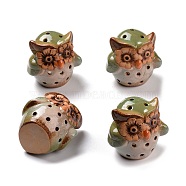 Ceramic Candle Holder Oil Burner, Essential Oil Incense Aroma Diffuser, Owl Shape, Pale Green, 7.4x7.5cm(ANIM-PW0003-075B-04)