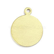 Brass Charms, Stamping Blank Tag, Long-Lasting Plated, Flat Round, Antique Bronze, 15x12x1mm, Hole: 1.2mm(KK-E784-04AB)