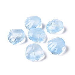 Transparent Spray Painted Glass Beads, Bear Claw Print, Light Sky Blue, 14x14x7mm, Hole: 1mm(GLAA-I050-12E)