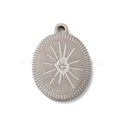 Non-Tarnish Bohemian Style 304 Stainless Steel Pendant, Laser Cut, Oval, Stainless Steel Color, 21x15x1.5mm, Hole: 1.6mm(STAS-M314-03I-P)