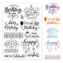 PVC Plastic Stamps, for DIY Scrapbooking, Photo Album Decorative, Cards Making, Stamp Sheets, Birthday Themed Pattern, 16x11x0.3cm(DIY-WH0167-56-582)