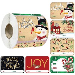 Christmas Theme Cartoon Paper Stickers, Self-adhesive Decorative Stickers Decals, Rectangle, Snowman, 75x50mm, 250pcs/roll(STIC-P013-06B)