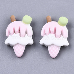 Resin Decoden Cabochons, Imitation Food, Ice Cream, Pink, 26~27x17x8mm(CRES-N022-117C)