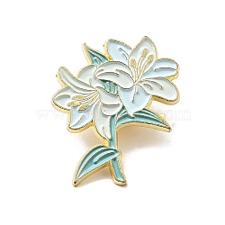 Flower Enamel Pin, Light Gold Alloy Brooch for Backpack Clothes, Light Cyan, 28.5x24x1.8mm(JEWB-G018-04A-LG)