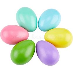 6Pcs 6 Colors Blank Wood Simulation Eggs, for DIY Painting Easter Egg Craft, Mixed Color, 6x4.25cm, 1pc/color(DIY-FH0005-09)