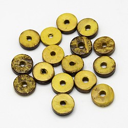 Dyed Donut Coconut Beads, Gold, 9x2~5mm, Hole: 2mm, about 1612pcs/500g(COCB-M001-9mm-04)
