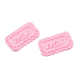 Opaque Resin Decoden Cabochons, Imitation Food, Cookie, Pearl Pink, 20x34x3mm(CRES-N022-138B)