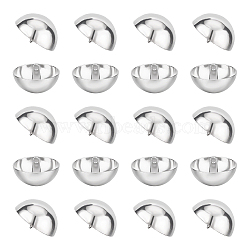 20Pcs Alloy Shank Buttons, 1-Hole, Dome/Half Round, Stainless Steel Color, 27x17.5mm, Hole: 1.5mm(BUTT-UN0001-07)