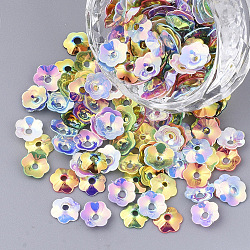 Ornament Accessories, PVC Plastic Paillette/Sequins Beads, Flower, Mixed Color, 7x7x1.5mm, Hole: 1.4mm, about 800pcs/bag(PVC-T005-050)