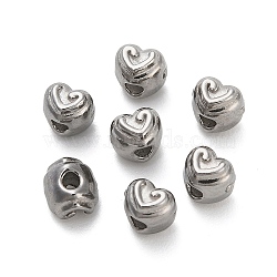 304 Stainless Steel Beads, Heart, Stainless Steel Color, 3.5x4x4.5mm, Hole: 1.5mm(STAS-D204-56P)