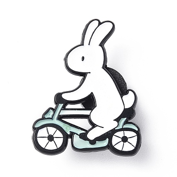 Cartoon Enamel Pin, Electrophoresis Black Alloy Cute Animal Badge for Backpack Cloth, Rabbit Pattern, 30.5x23.6x1.4mm