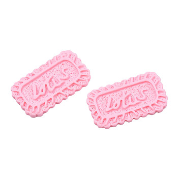 Opaque Resin Decoden Cabochons, Imitation Food, Cookie, Pearl Pink, 20x34x3mm
