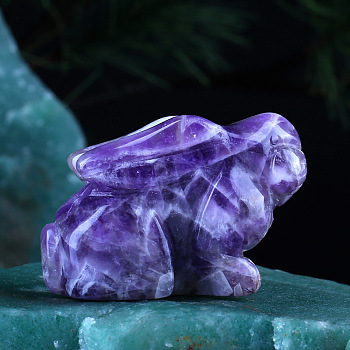 Natural Amethyst Home Display Decorations, 3D Rabbit, 15x38x28mm