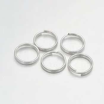 Brass Split Rings, Double Loops Jump Rings, Silver, 9x1.5mm, Inner Diameter: 8mm